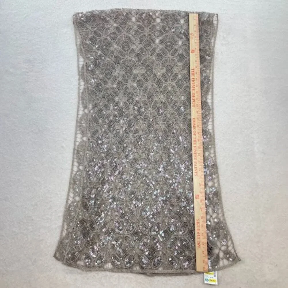 Crochet Scarf Taupe Subtle Gold Metallic Accent For Sparkle - Picture 3 of 4